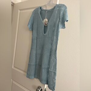 Anrabess Light Blue Knit Bikini Cover-Up